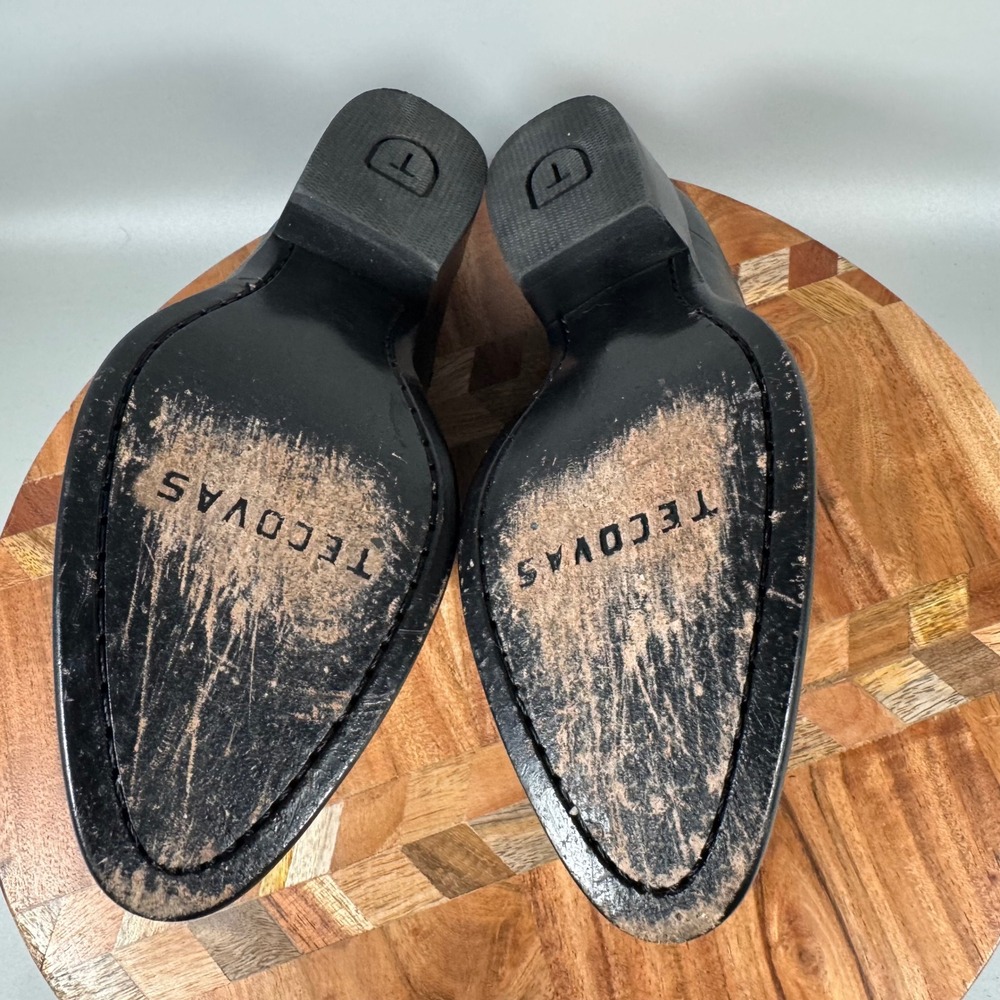 Tecovas The Sophie Black Leather Western Mules Womens 6 B Pointed Toe Slip On - Picture 6 of 7